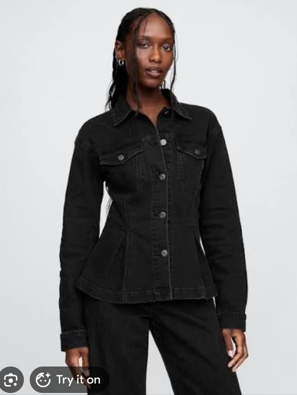 GAP Black Peplum Denim Jacket